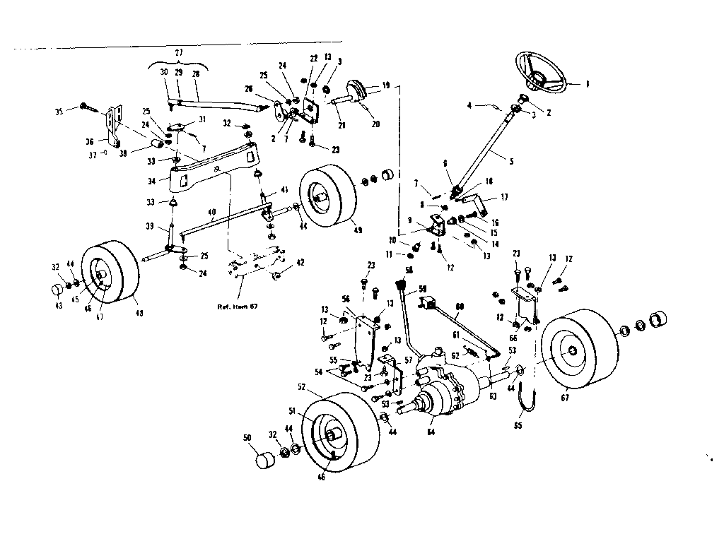 Steering And Front Axle Diagram and Parts List for 536250931  Craftsman Lawn Tractor