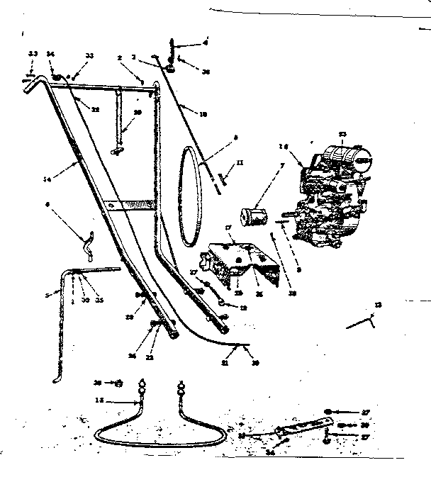 Engine, Handle And Hitch Assembly Diagram and Parts List for 91757562  Craftsman Lawn Tractor
