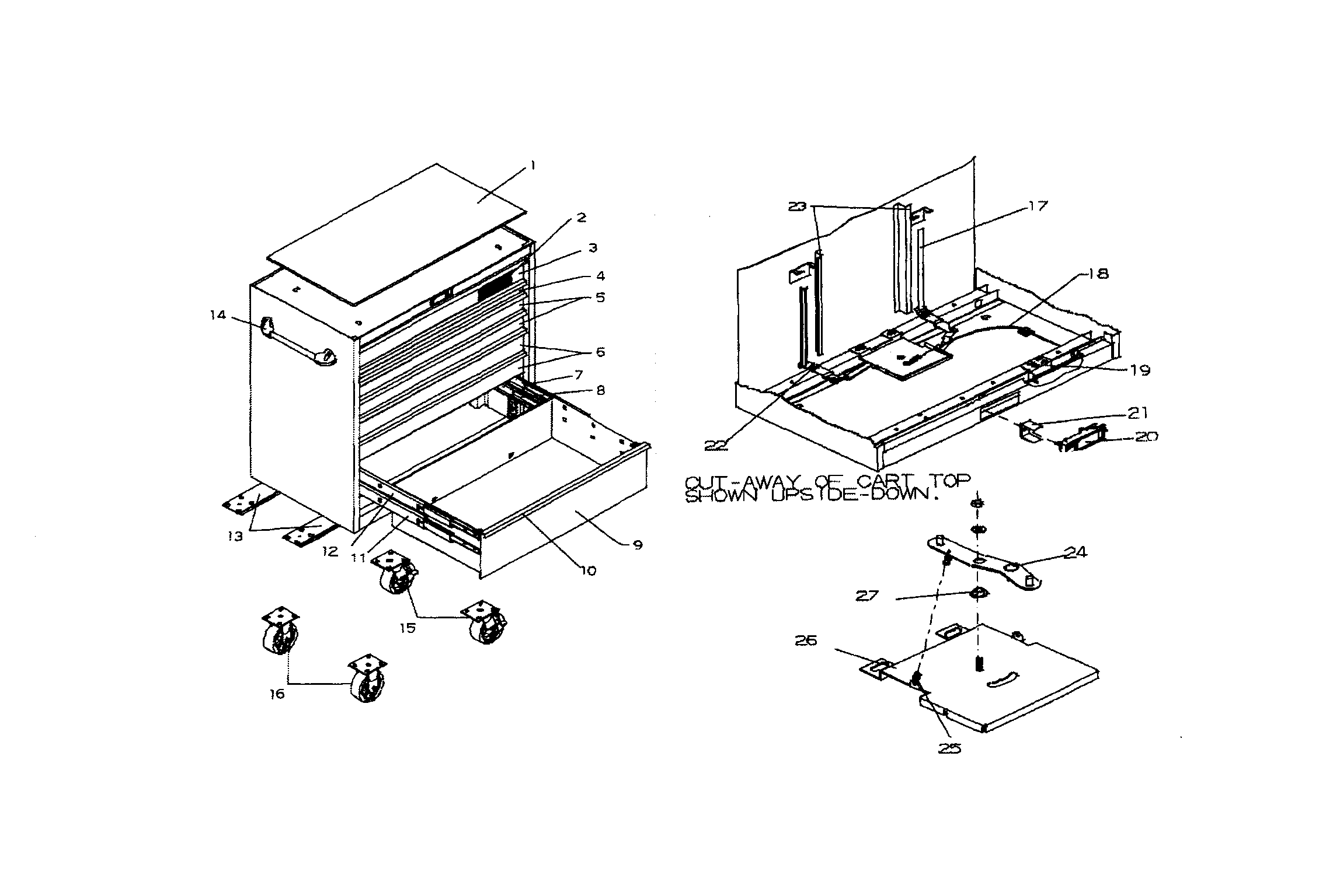 Tool Chest Diagram and Parts List for 706452780  Craftsman Tool Stand & Cart
