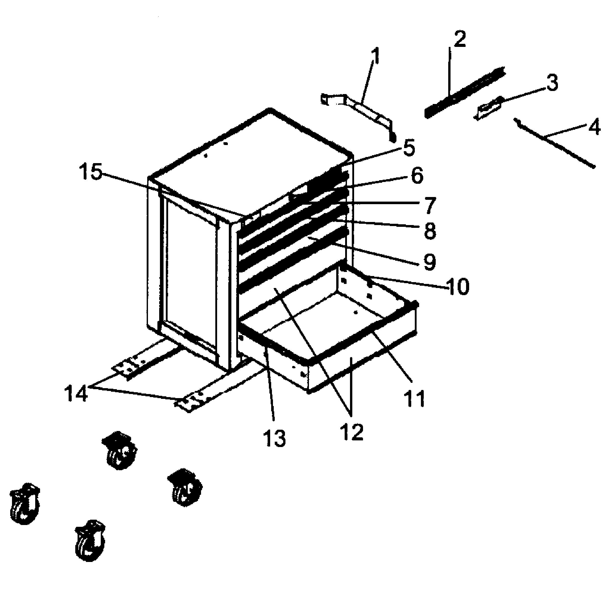 Tool Box Diagram and Parts List for 706620240  Craftsman Tool Stand & Cart
