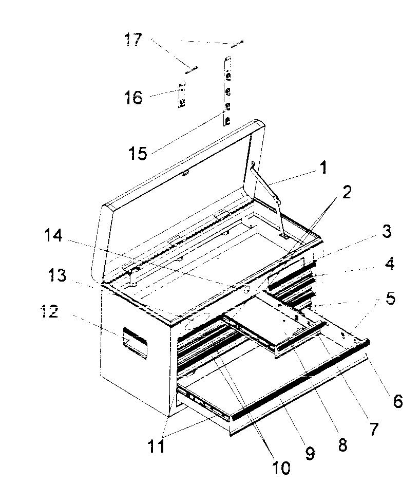 Chest Diagram and Parts List for 706592983  Craftsman Tool Stand & Cart