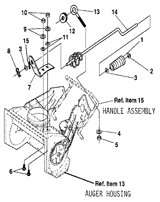 Chute Control Rod Diagram and Parts List for 536884350  Craftsman Snow Blower