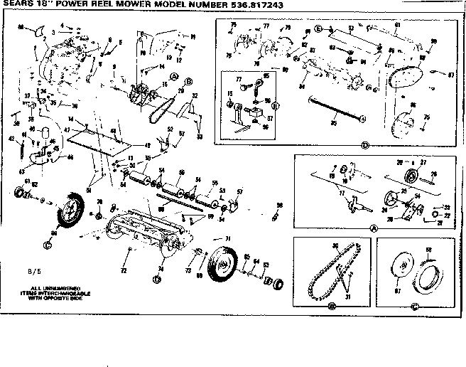 Reel Assembly Diagram and Parts List for 536817243  Craftsman Lawn Mower