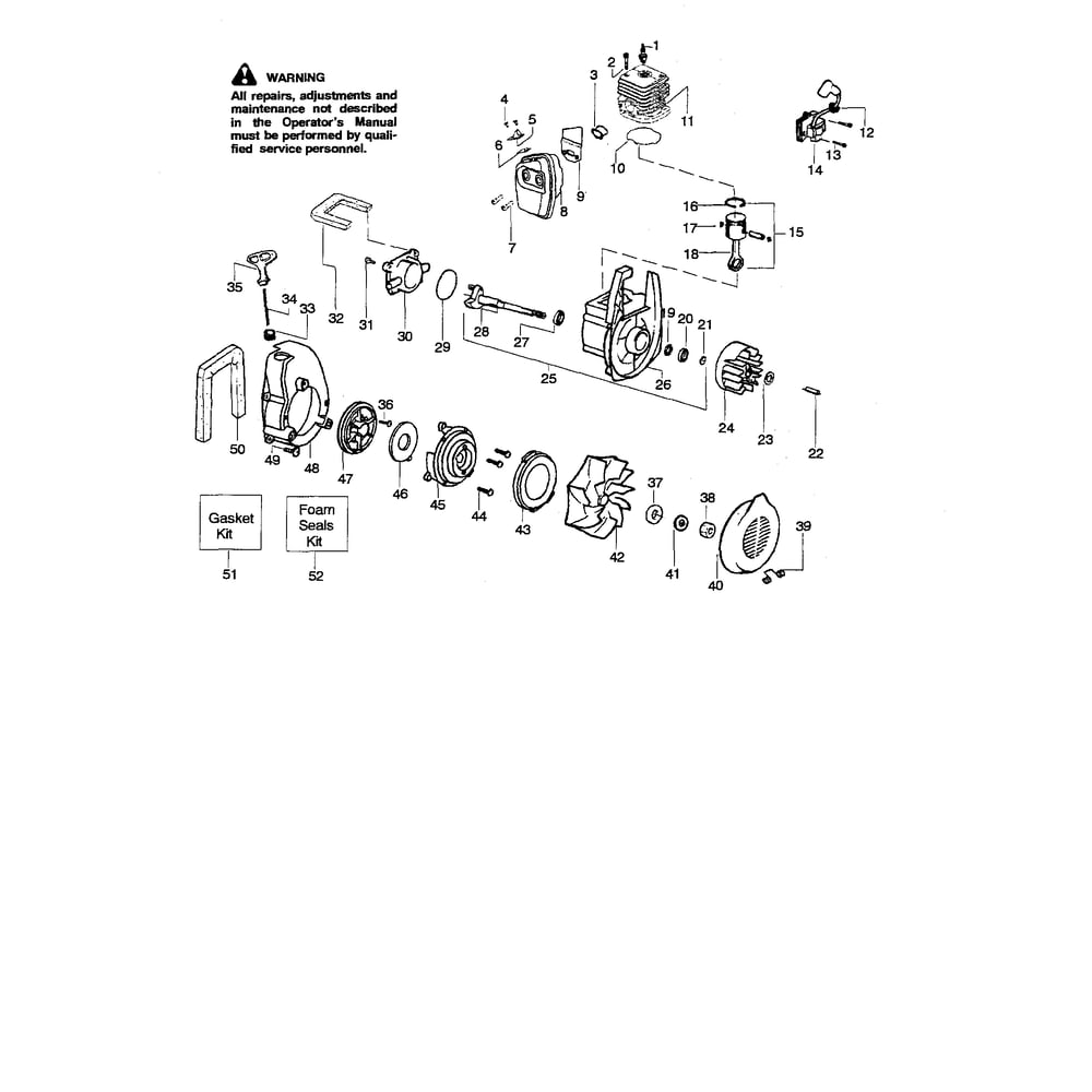 Cylinder/Crankshaft/Crankcase Diagram and Parts List for 358797550-BLOWER  Craftsman Leaf Blower / Vacuum