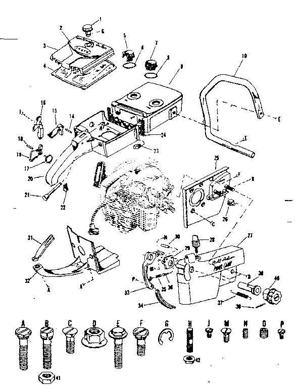Main Frame Diagram and Parts List for 917351371  Craftsman Chainsaw