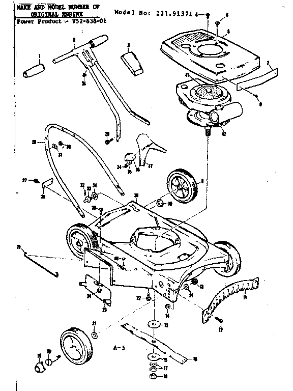 Replacement Parts Diagram and Parts List for 13191371  Craftsman Lawn Mower