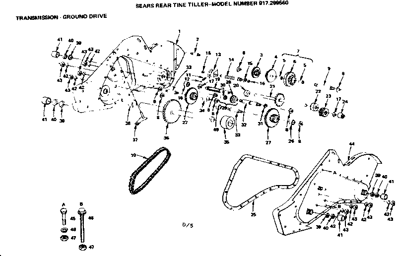 Transmission - Ground Drive Diagram and Parts List for 917299560  Craftsman Tiller