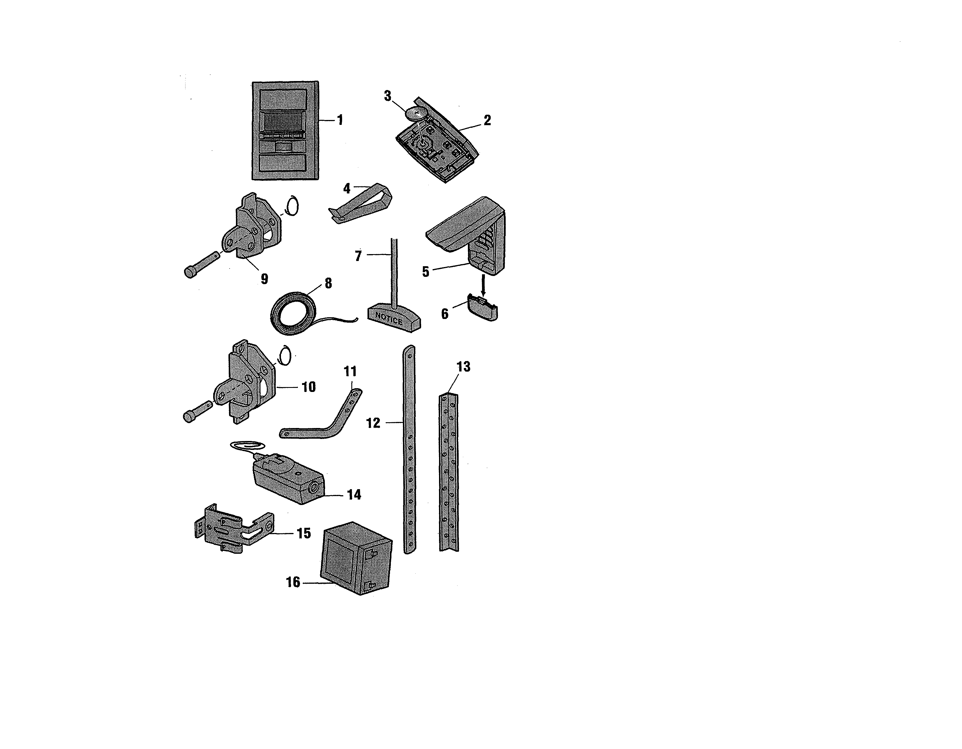 Installation Diagram and Parts List for 13954918  Craftsman Garage Door Opener