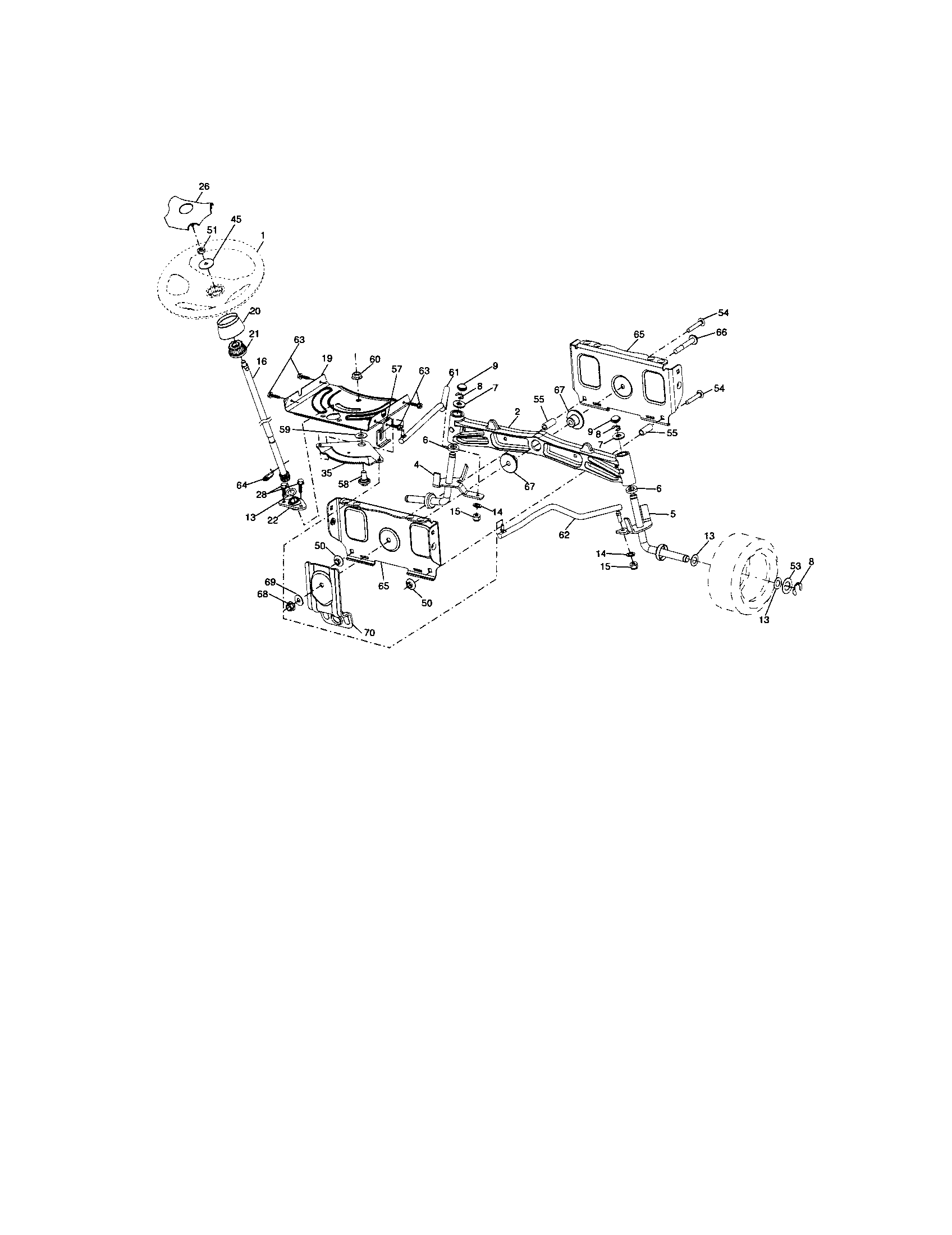 Steering Diagram and Parts List for 917288360  Craftsman Lawn Tractor