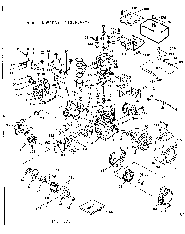 Replacement Parts Diagram and Parts List for 143656222  Craftsman Engine