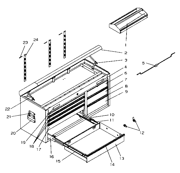 Chest Diagram and Parts List for 706597233  Craftsman Tool Stand & Cart
