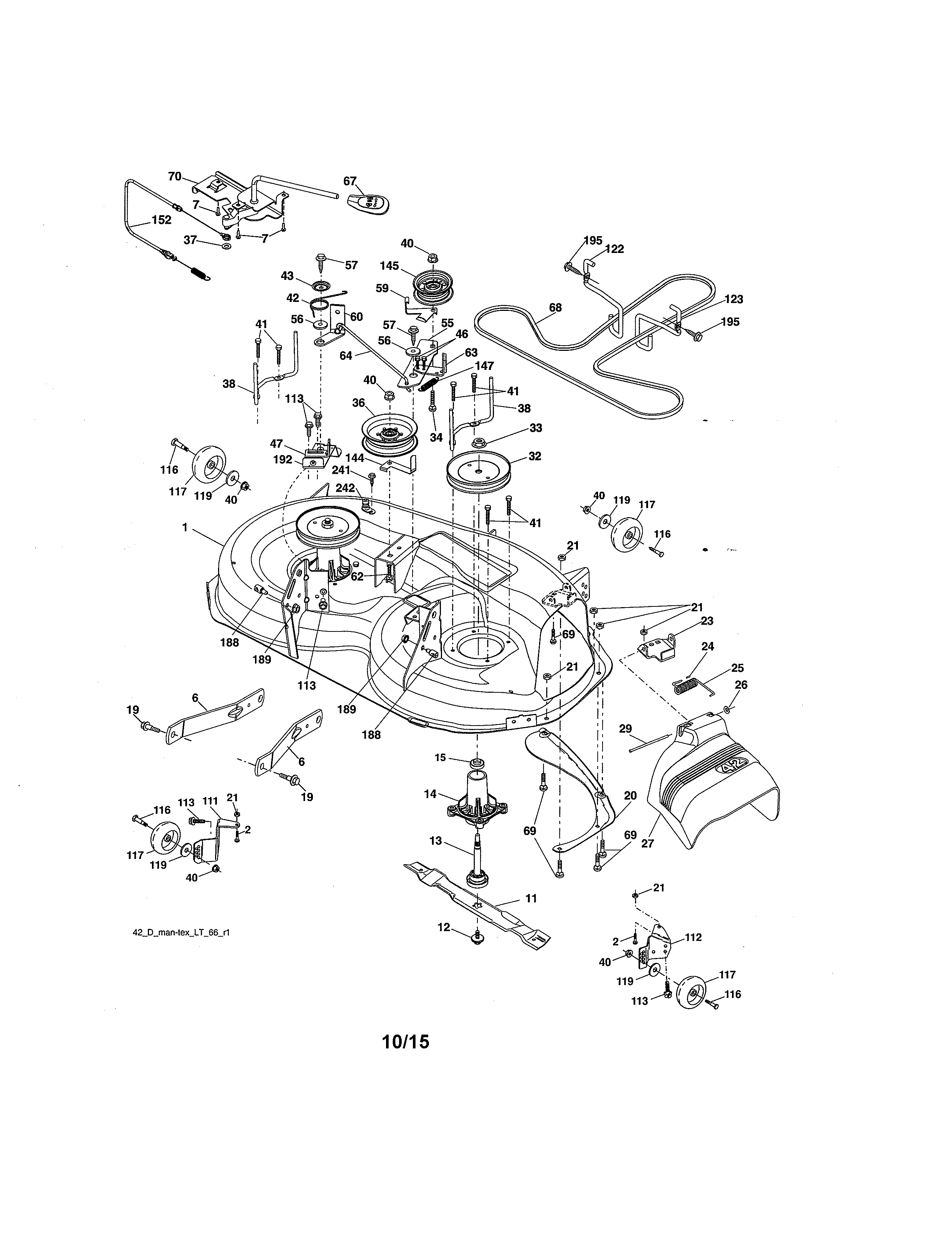 Mower Deck Diagram and Parts List for 917250821  Craftsman Lawn Tractor