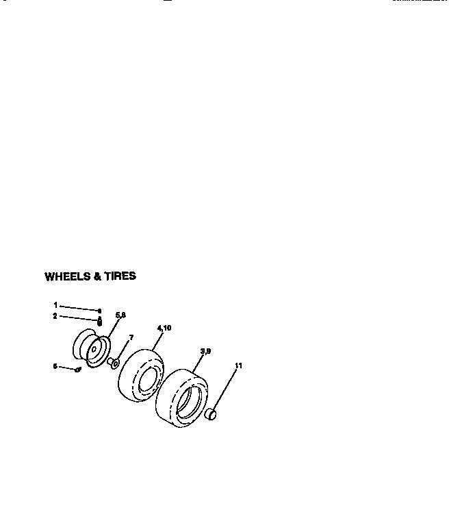 Wheels And Tires Diagram and Parts List for 917270642  Craftsman Lawn Tractor