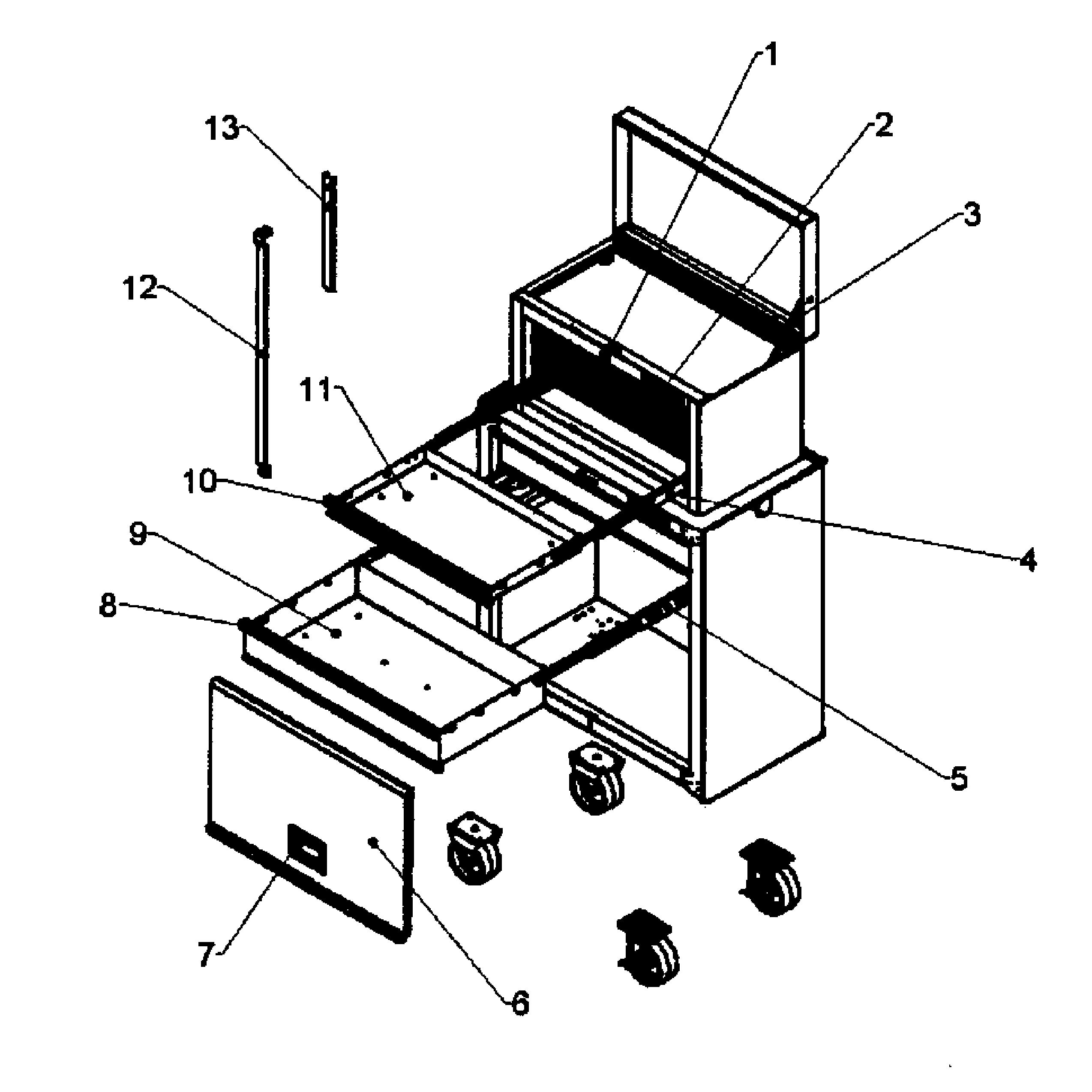 Tool Cabinet Diagram and Parts List for 706323180  Craftsman Tool Stand & Cart