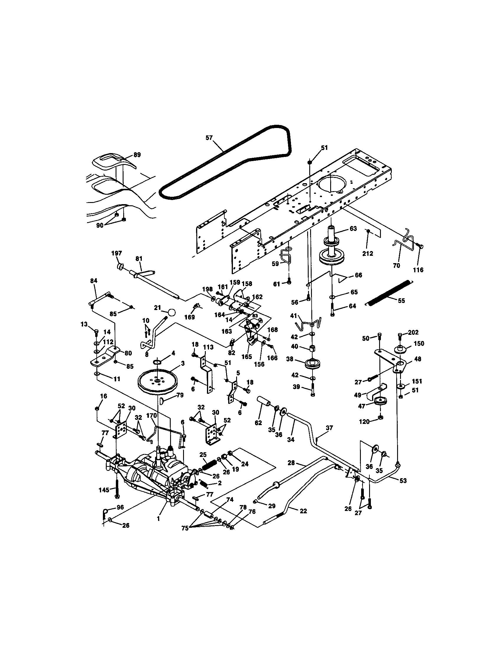 Ground Drive Diagram and Parts List for 917271733  Craftsman Lawn Tractor