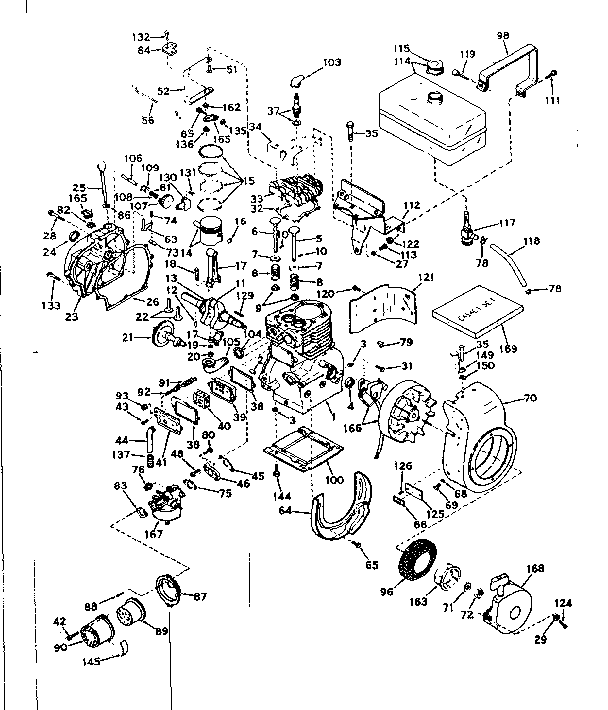 Basic Engine Diagram and Parts List for 143577032  Craftsman Engine