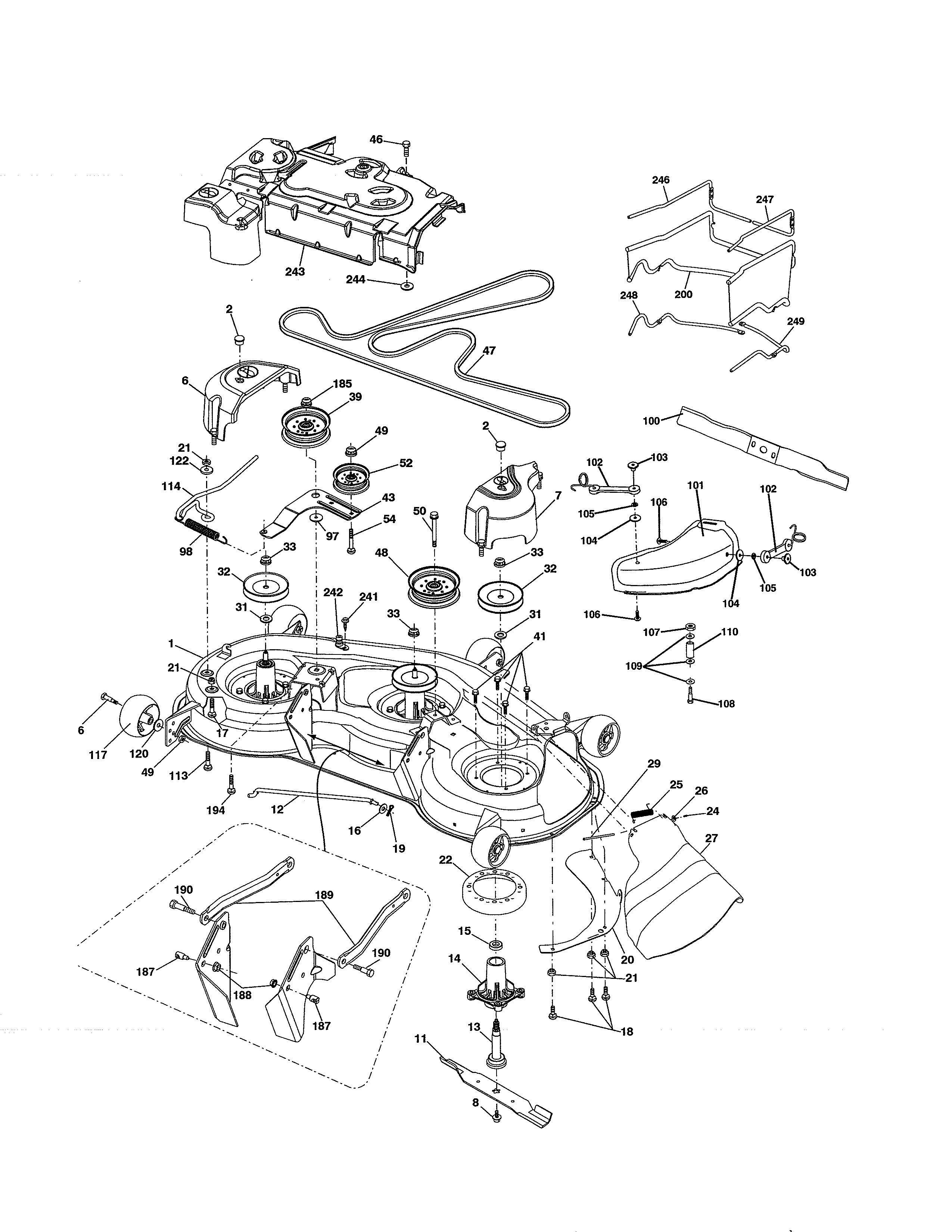 Mower Deck Diagram and Parts List for 917992070  Craftsman Lawn Tractor