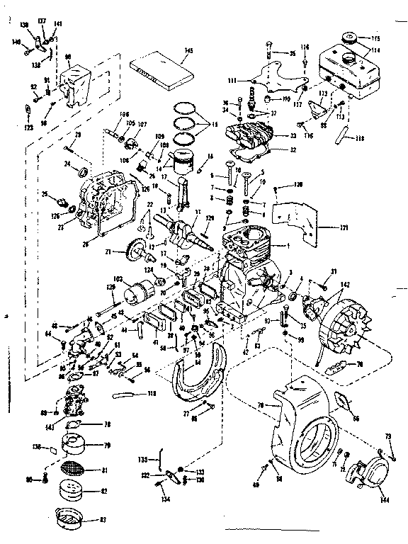 Basic Engine Diagram and Parts List for 143521111  Craftsman Engine