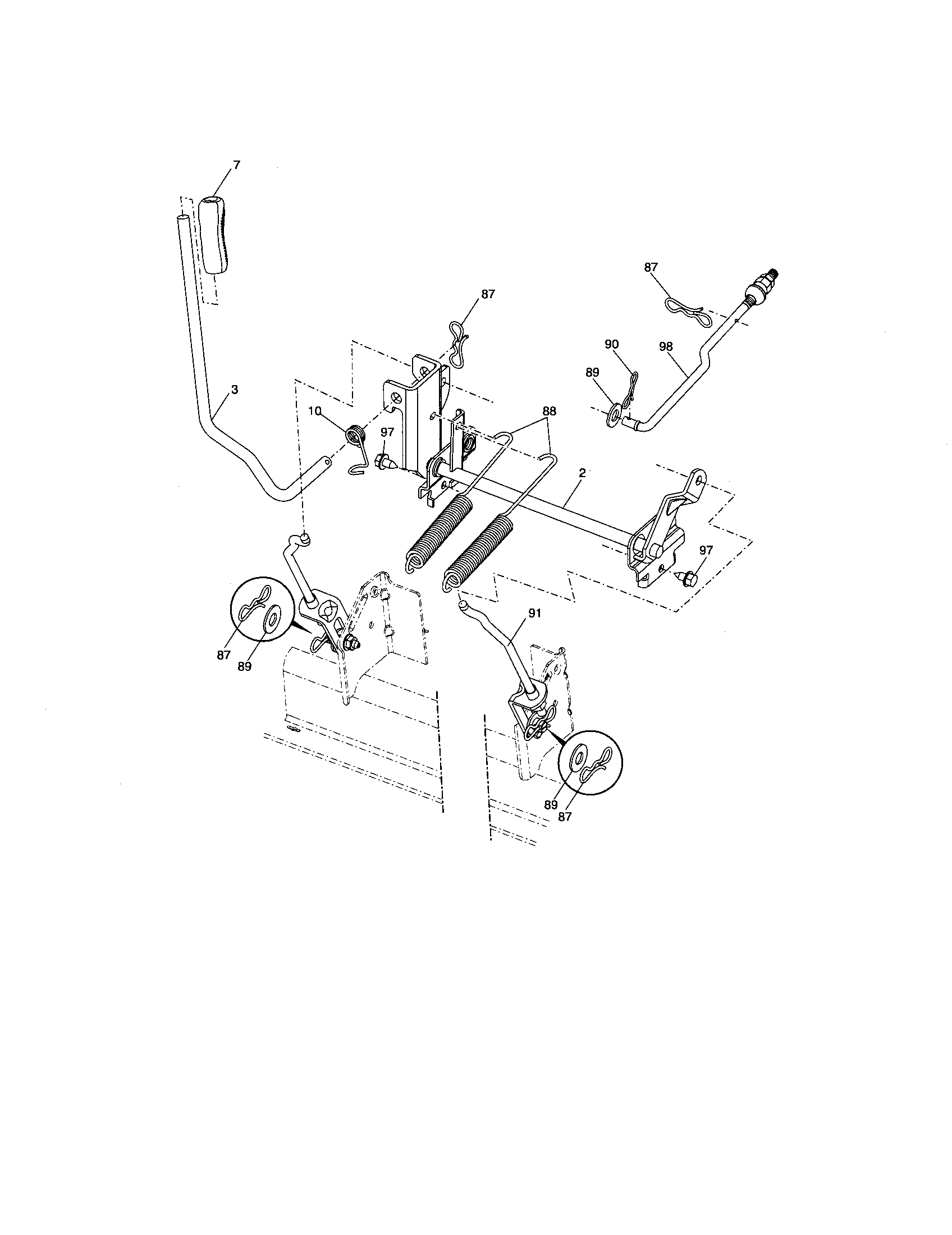 Lift Assembly Diagram and Parts List for 917276910  Craftsman Lawn Tractor