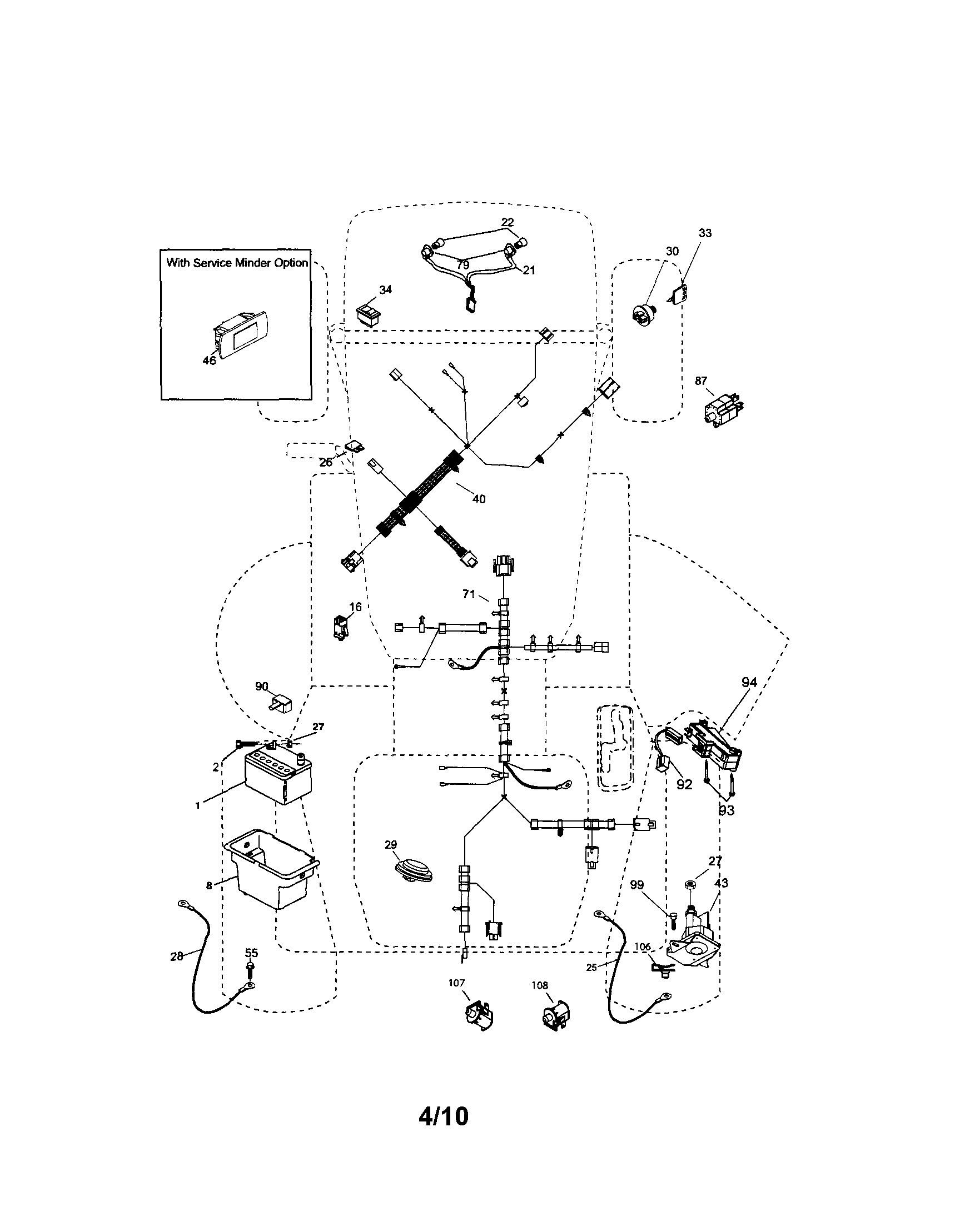 Electrical Diagram and Parts List for 917280350  Craftsman Lawn Tractor