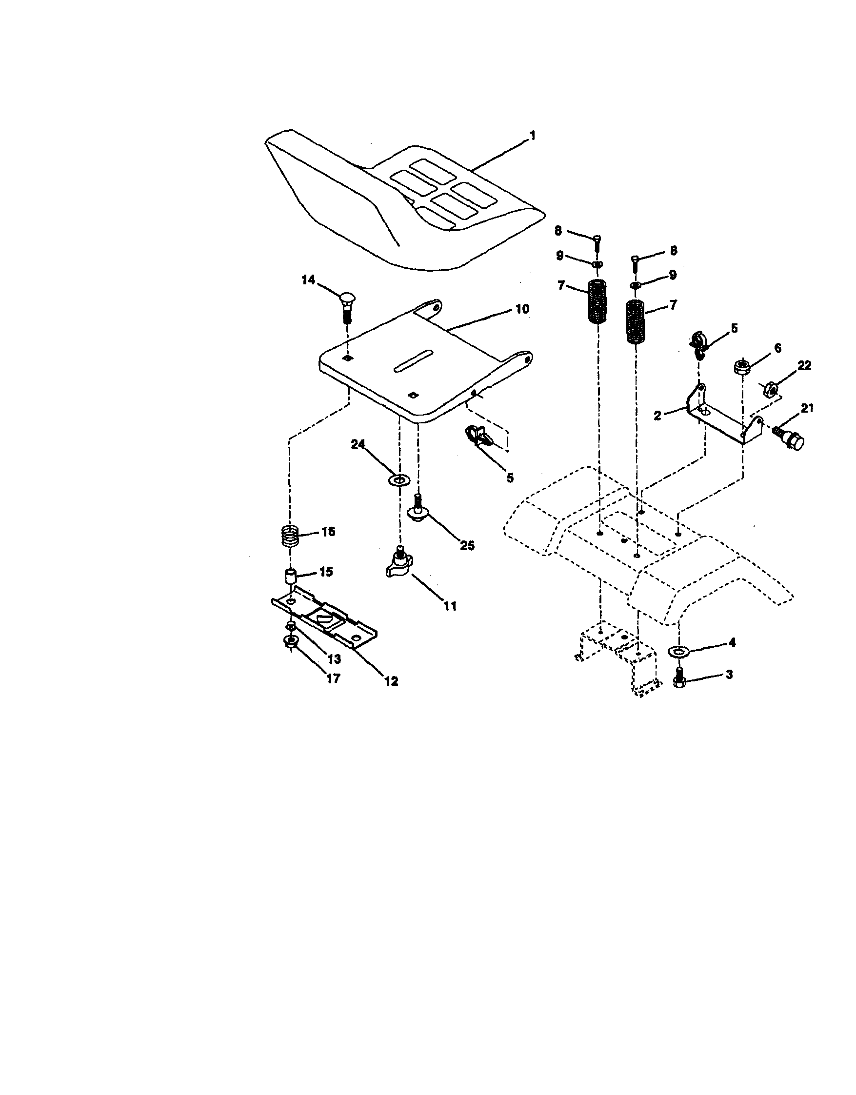 Seat Assembly Diagram and Parts List for 917270815  Craftsman Lawn Tractor