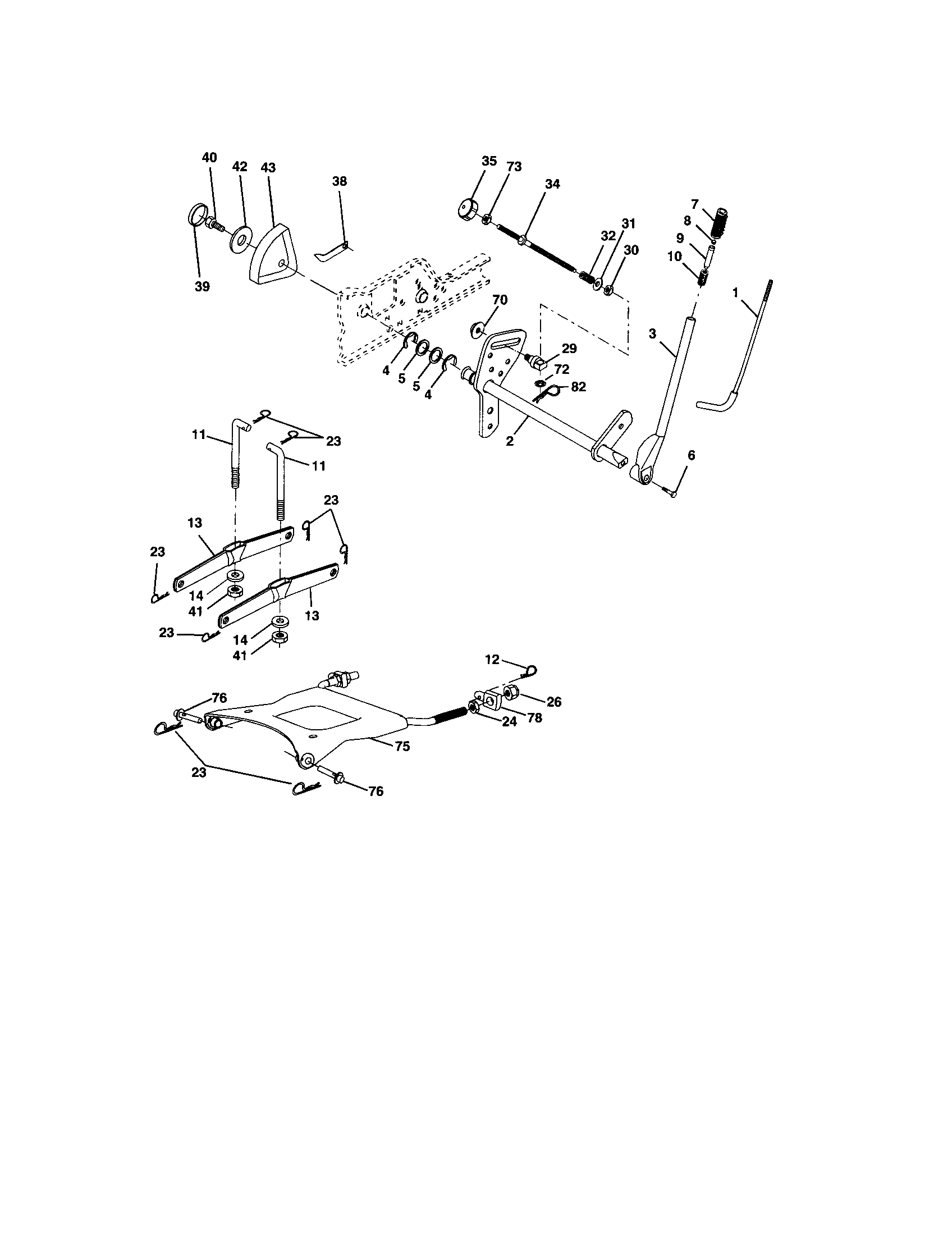 Lift Assembly Diagram and Parts List for 917276052  Craftsman Lawn Tractor