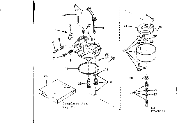 Carburetor Diagram and Parts List for 143249022  Craftsman Engine