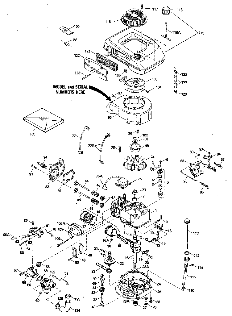 Replacement Parts Diagram and Parts List for 143394272  Craftsman Engine