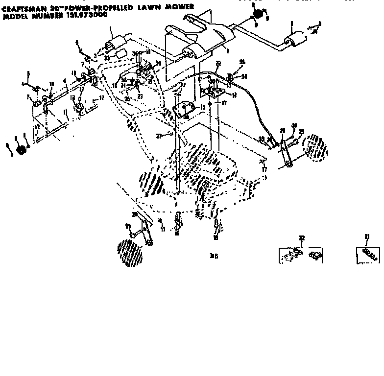 Handle Assembly Diagram and Parts List for 131973000  Craftsman Lawn Mower