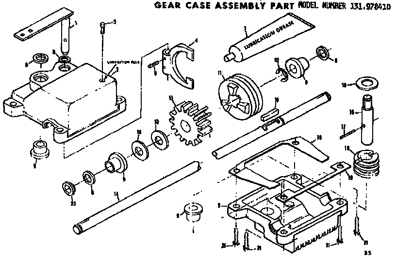 Gear Case Asm Diagram and Parts List for 131978410  Craftsman Lawn Mower
