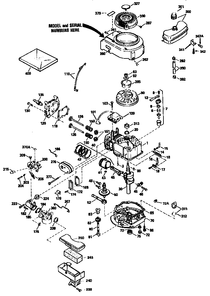 Replacement Parts Diagram and Parts List for 143945012  Craftsman Engine