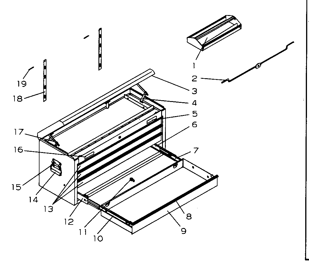 Chest Diagram and Parts List for 706596252  Craftsman Tool Stand & Cart