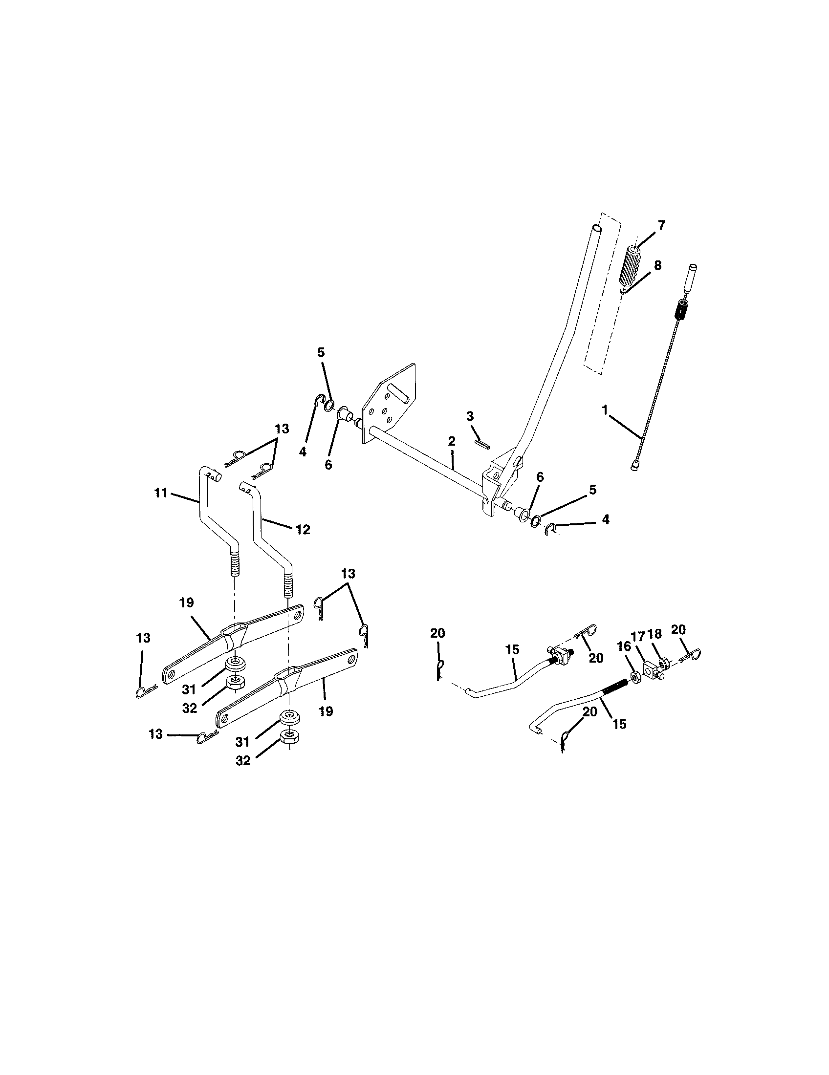 Lift Assembly Diagram and Parts List for 917272762  Craftsman Lawn Tractor