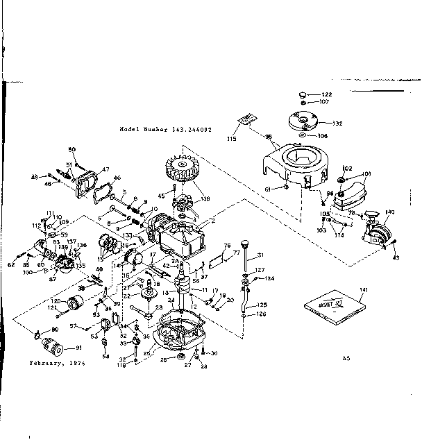 Replacement Parts Diagram and Parts List for 143244092  Craftsman Engine