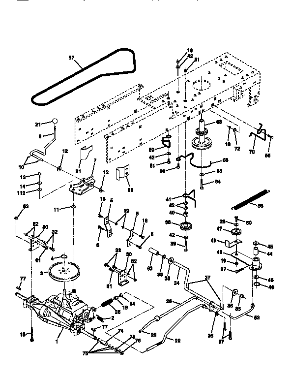 Drive Diagram and Parts List for 917256510  Craftsman Lawn Tractor
