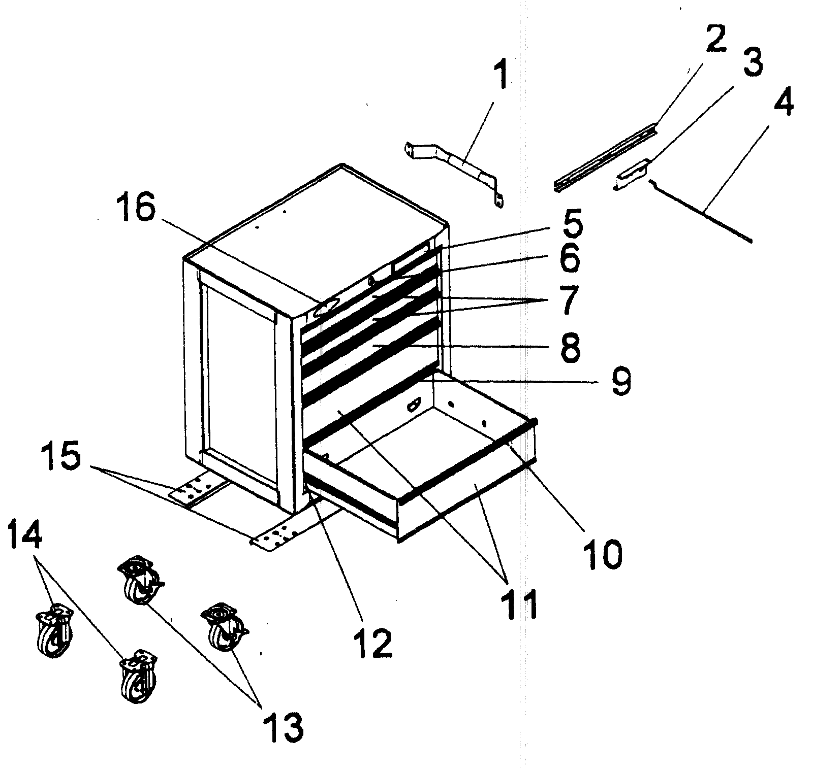 Cabinet Parts Diagram and Parts List for 706592490  Craftsman Tool Stand & Cart