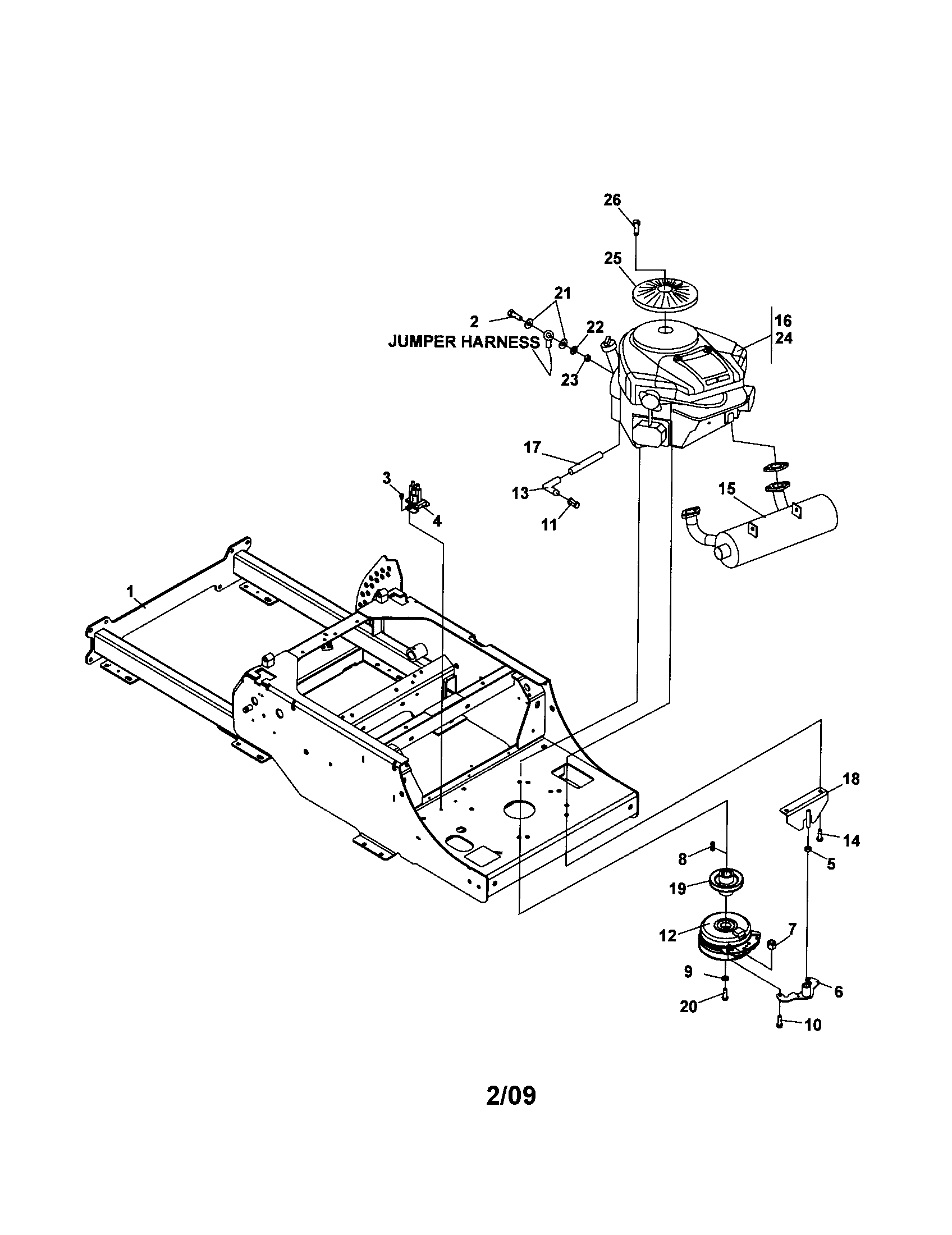 Frame - Engine/clutch Diagram and Parts List for 12728877  Craftsman Engine