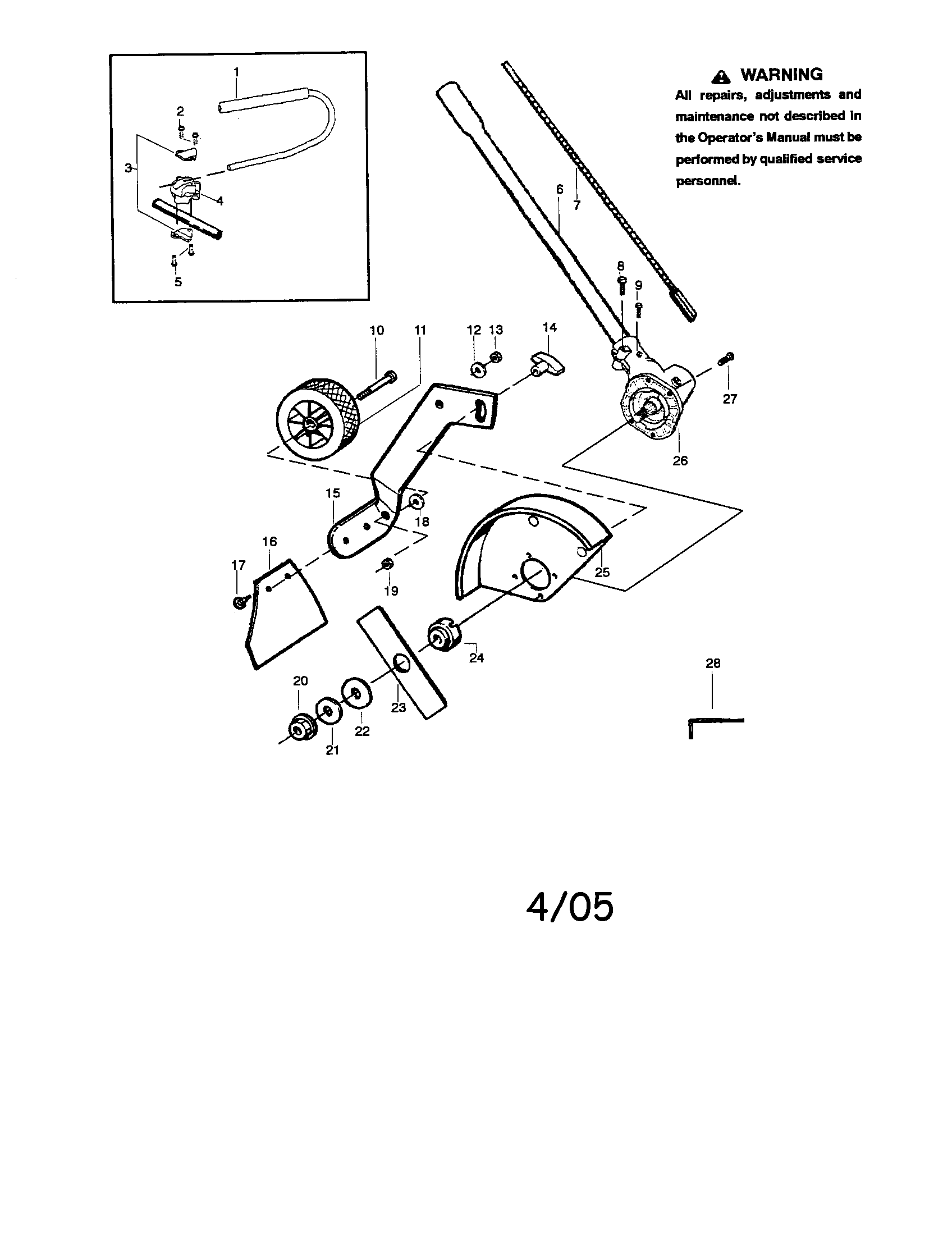 Edger Attachment Diagram and Parts List for 358792403  Craftsman Trimmer