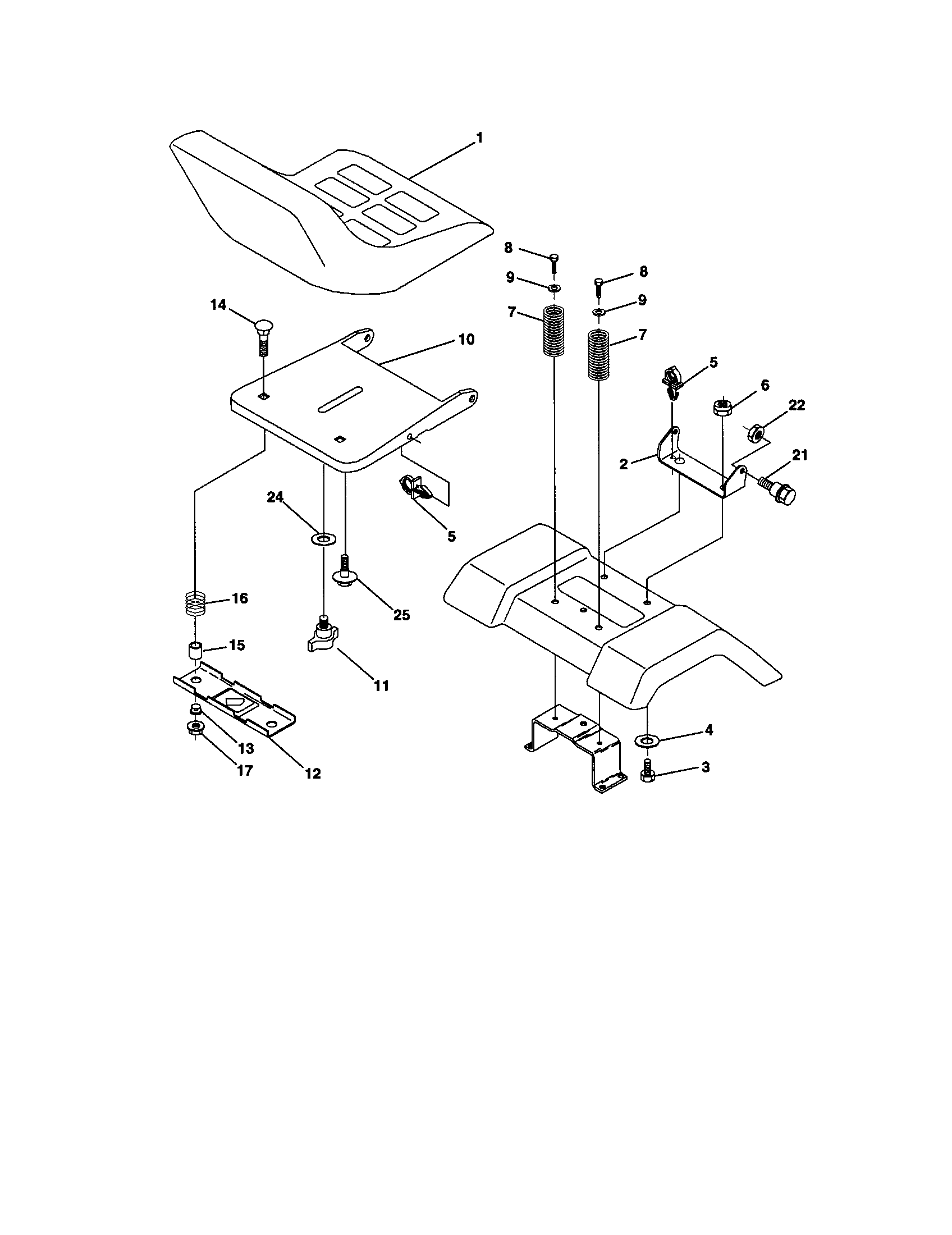 Seat Diagram and Parts List for 917271635  Craftsman Lawn Tractor