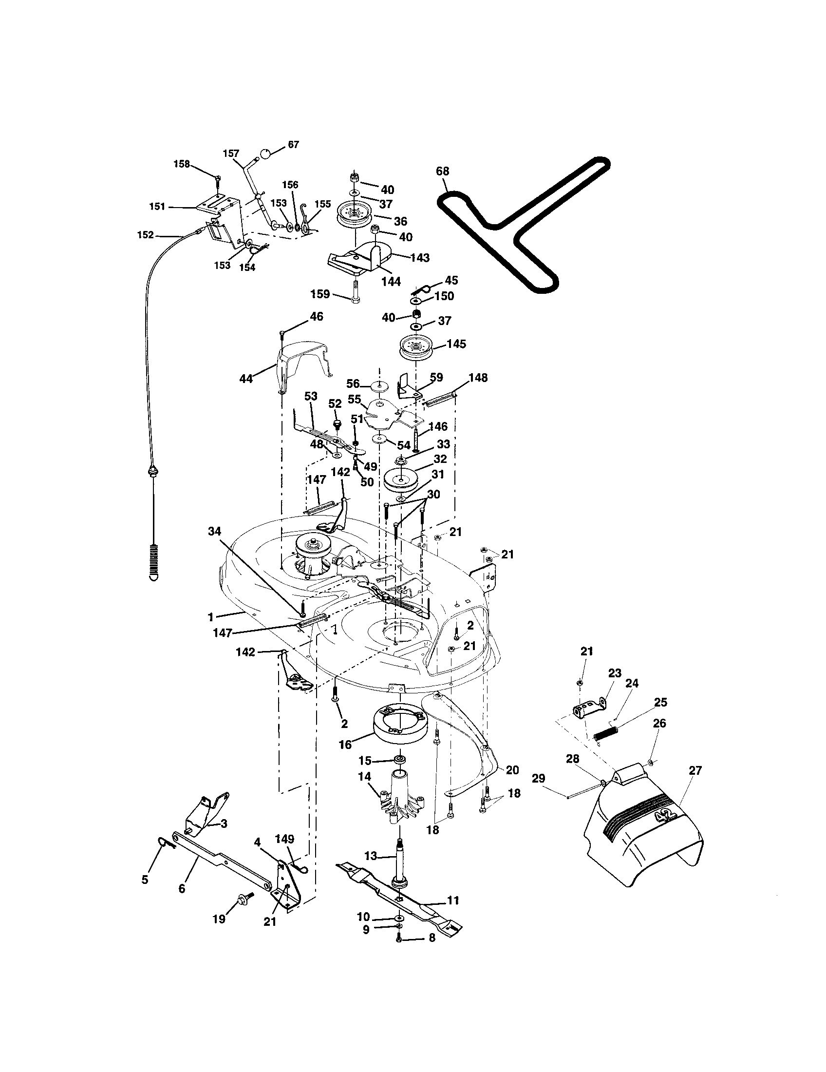 Mower Deck Diagram and Parts List for 917271553  Craftsman Lawn Tractor