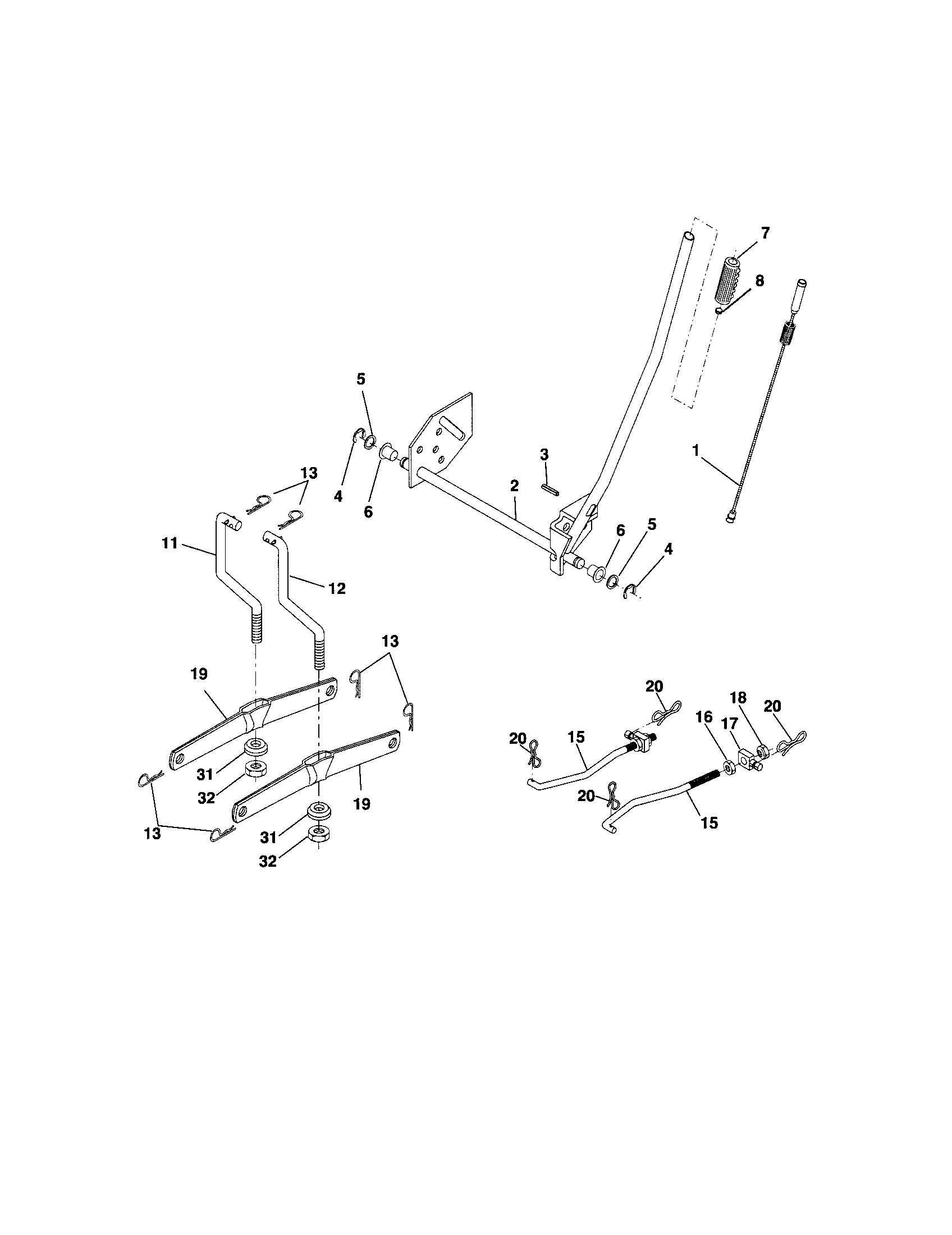 Lift Diagram and Parts List for 917286050  Craftsman Lawn Tractor