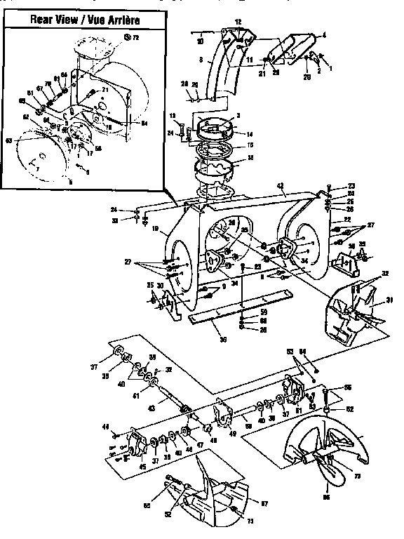 Auger Housing Assembly Diagram and Parts List for 88416  Craftsman Snow Blower