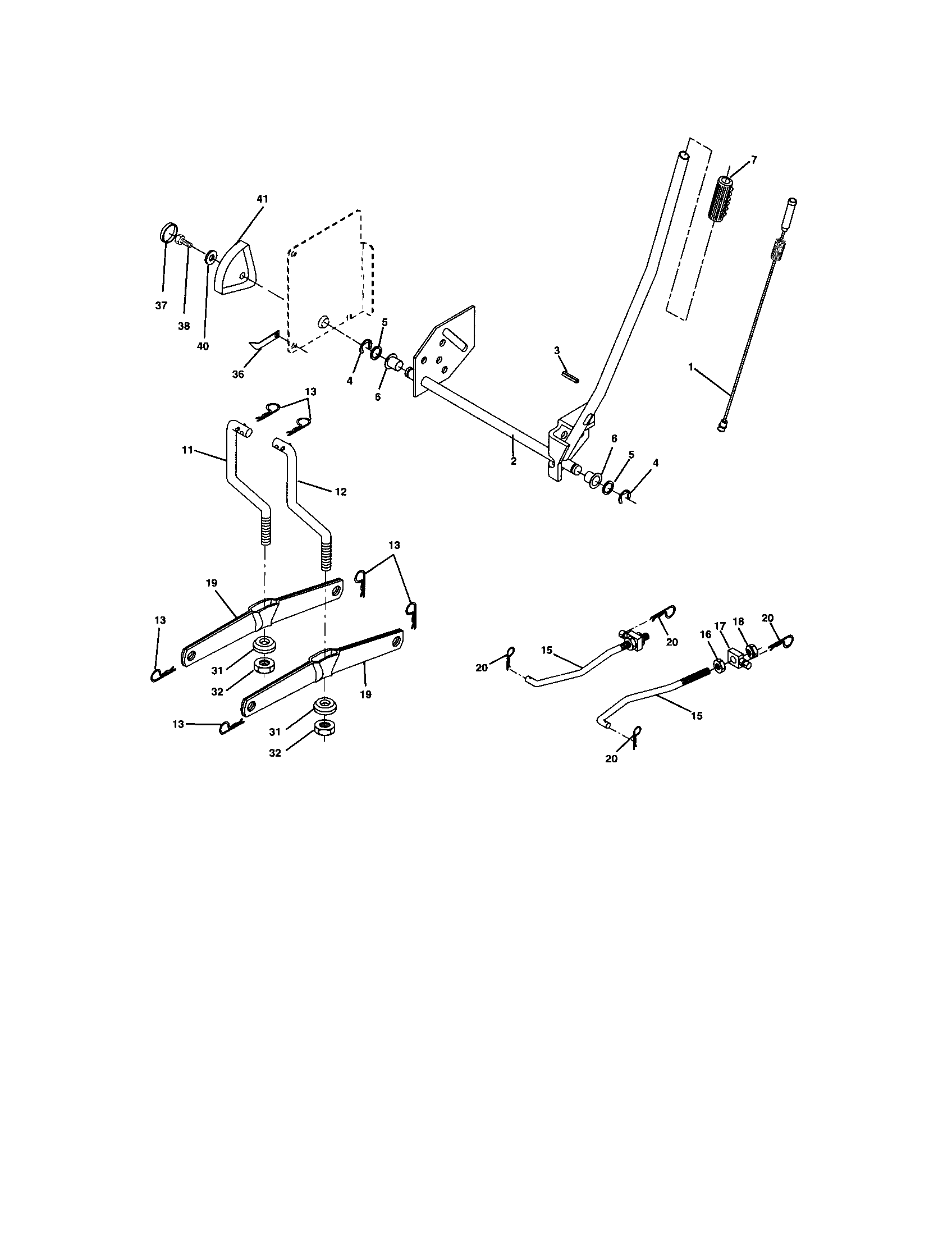 Lift Assembly Diagram and Parts List for 917273646  Craftsman Lawn Tractor
