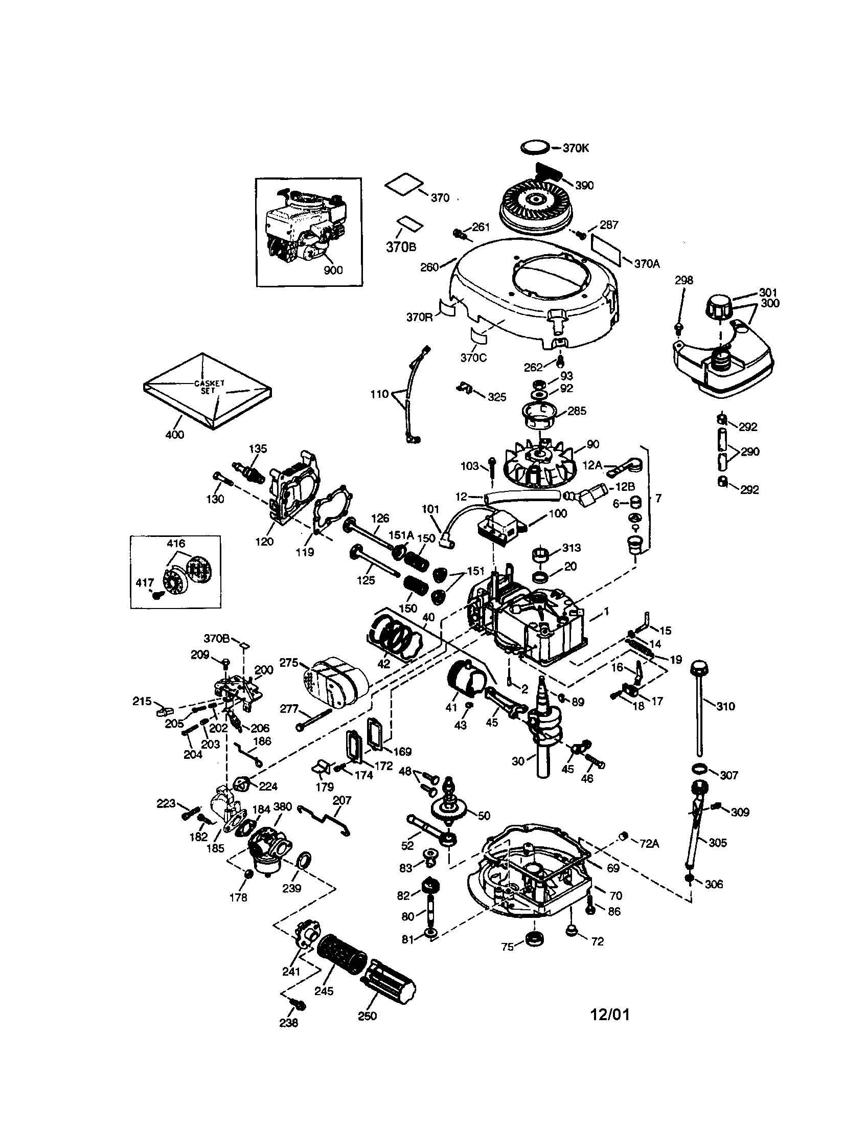 Engine Diagram and Parts List for 143004014  Craftsman Engine