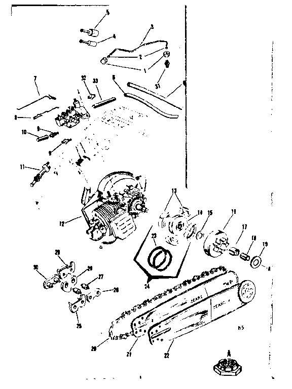 Engine/chain And Guide Bar Diagram and Parts List for 91762812  Craftsman Chainsaw