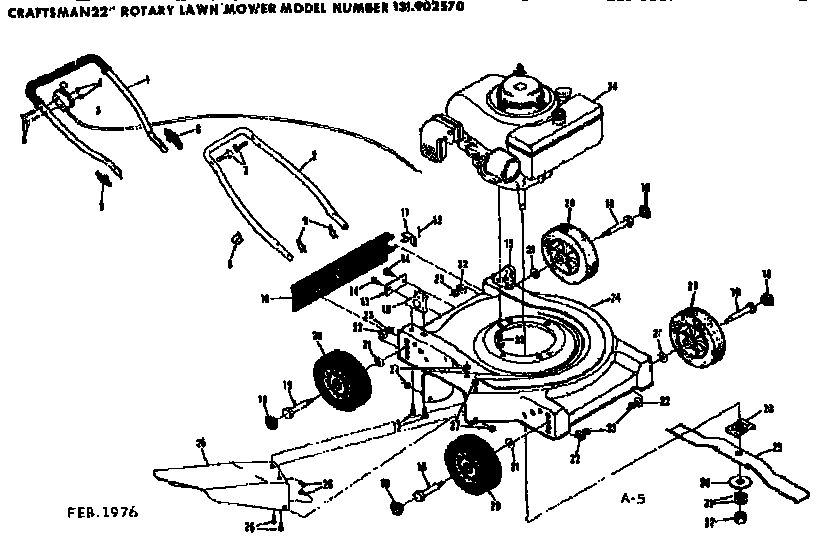 Replacement Parts Diagram and Parts List for 131902570  Craftsman Lawn Mower