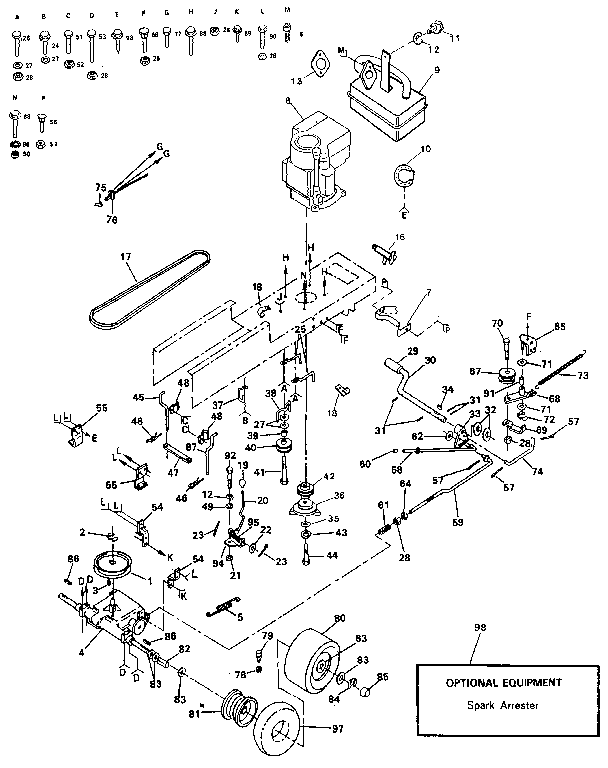 Drive Diagram and Parts List for 917254551  Craftsman Lawn Tractor