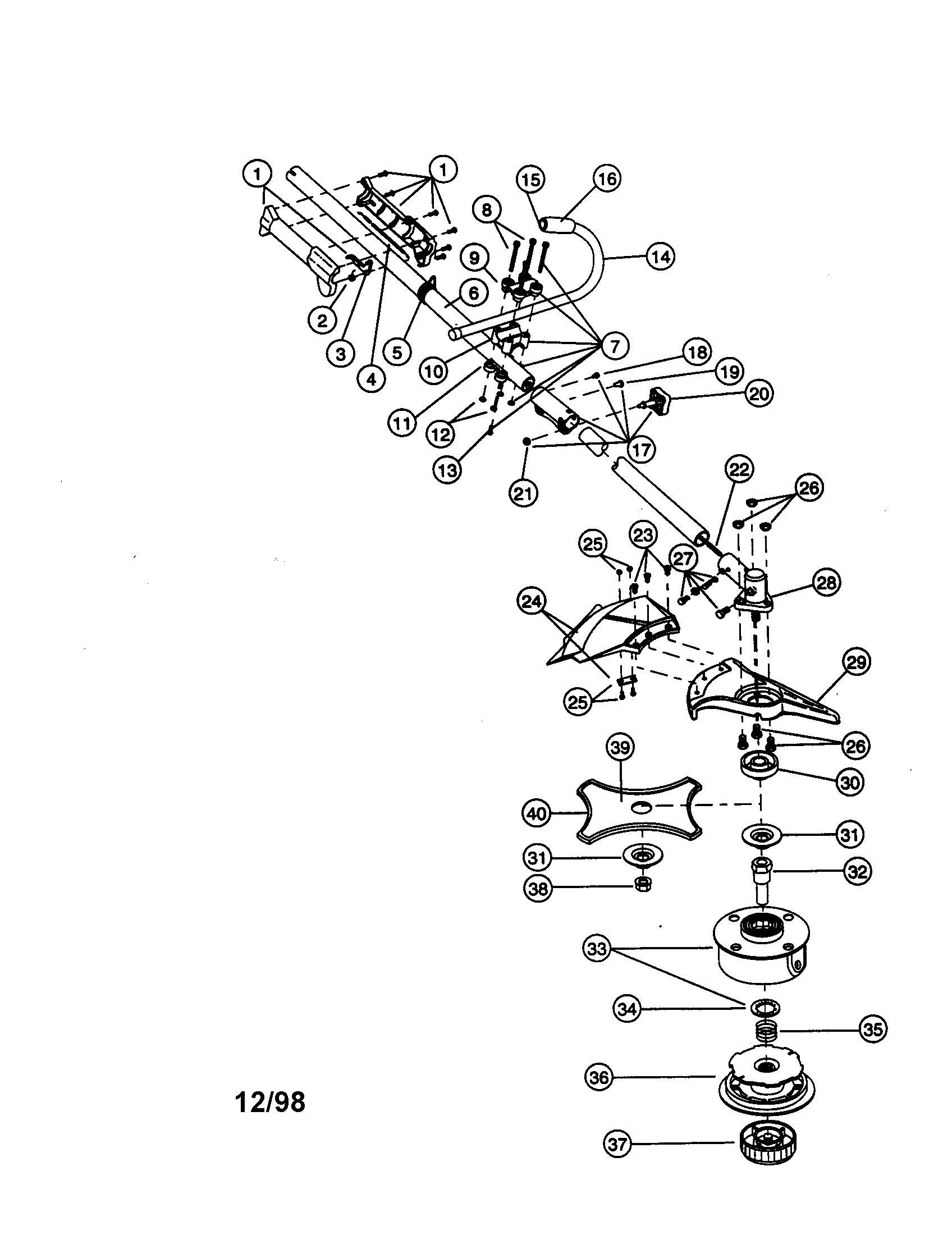 Main Frame Diagram and Parts List for 316790111  Craftsman Trimmer