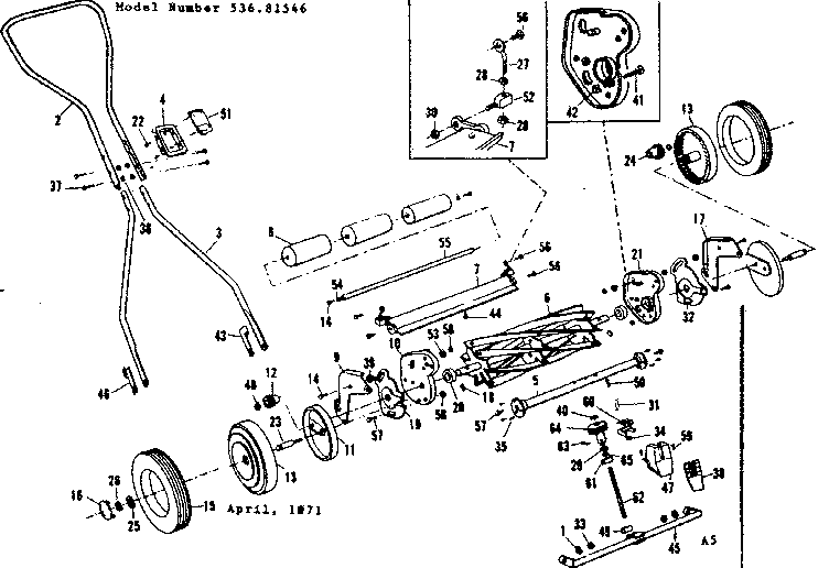 Unit Parts Diagram and Parts List for 53681546  Craftsman Lawn Mower