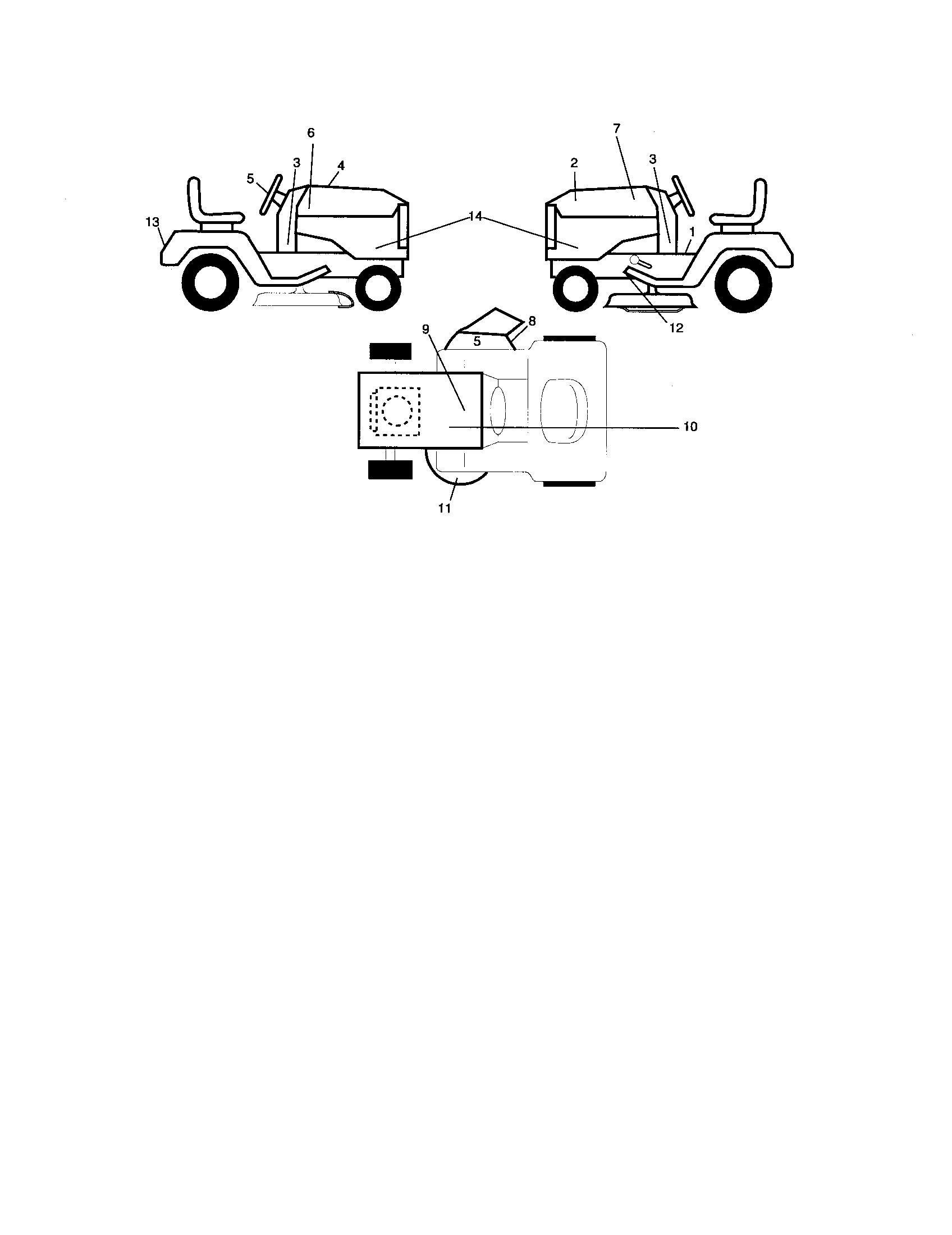 Decals Diagram and Parts List for 917276882  Craftsman Lawn Tractor